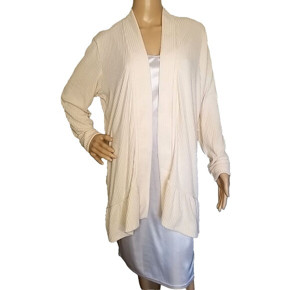 NWT Lauren Conrad Cardigan Womens XL English Cream Ribbed Long Sleeve Open   T12 - Picture 1 of 8